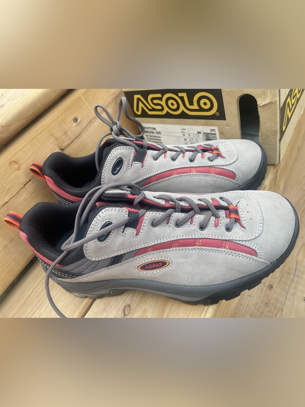 NIB Vintage Asolo Krypton Hiking Shoes Grey Bordeaux Men's 9 Deadstock